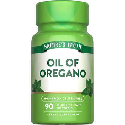Nature's Truth Oregano Oil Softgels 90 Capsules bottle front view showing immune support benefits