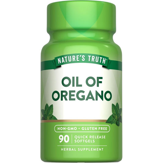 Nature's Truth Oregano Oil Softgels 90 Capsules bottle front view showing immune support benefits