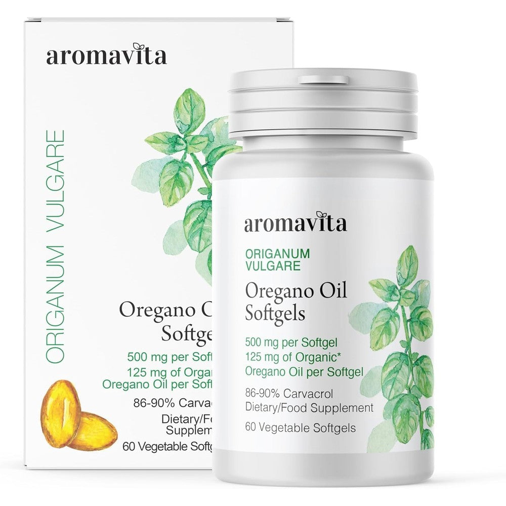 AROMAVITA Oregano Oil Capsules Extra Strength front view bottle for immune support
