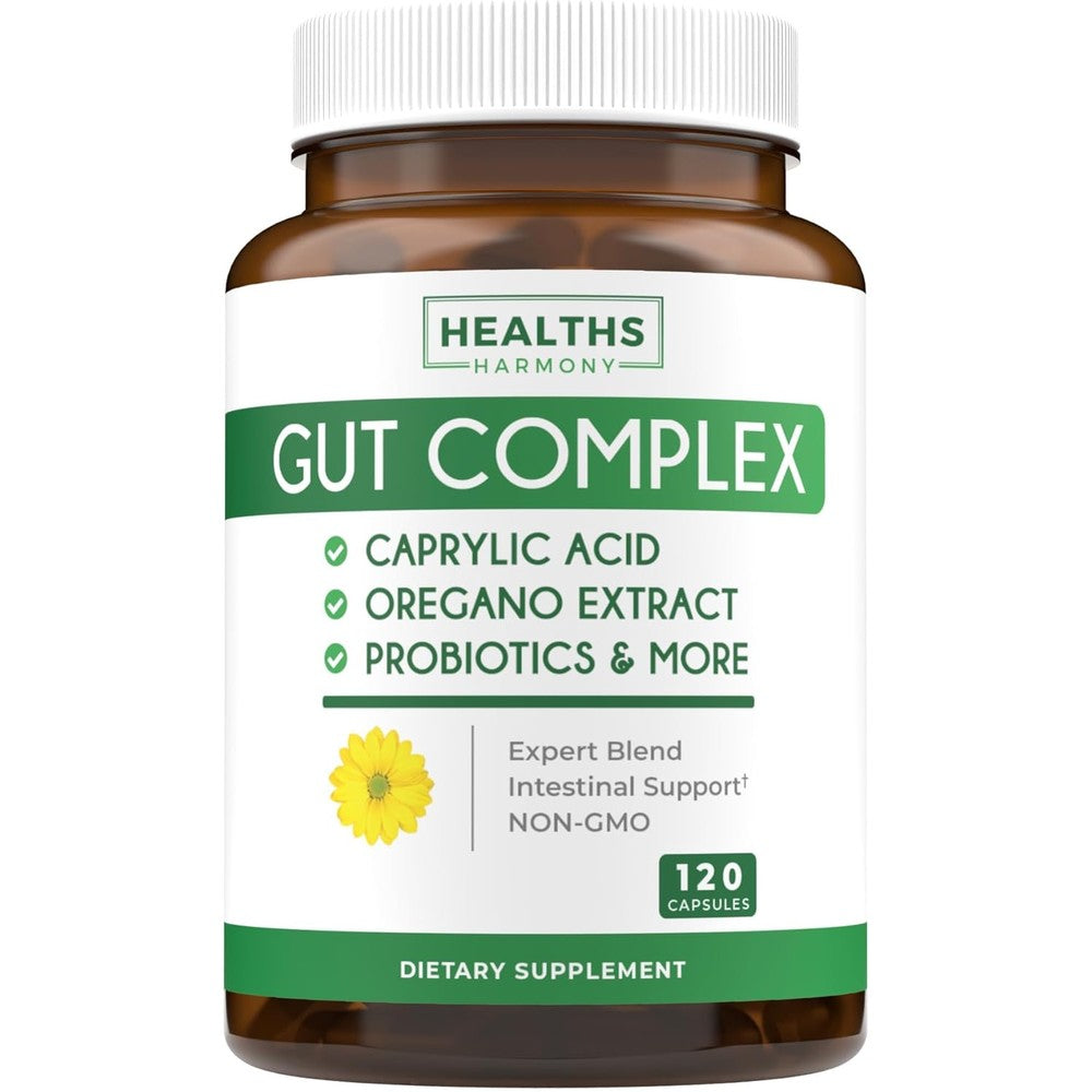Healths Harmony Candida Support 120 capsules front view showing the product packaging for gut health.