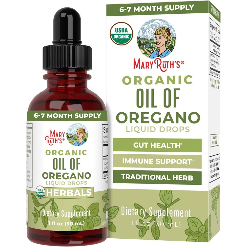 MaryRuth Organics Oregano Oil Drops front view of bottle for immune support