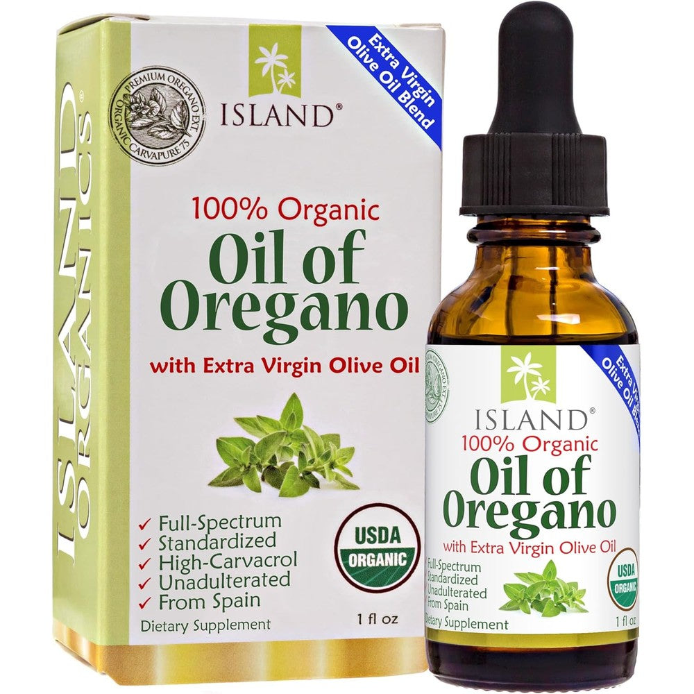 Island Nutrition Oil of Oregano Organic Liquid Drops front view bottle for immune support
