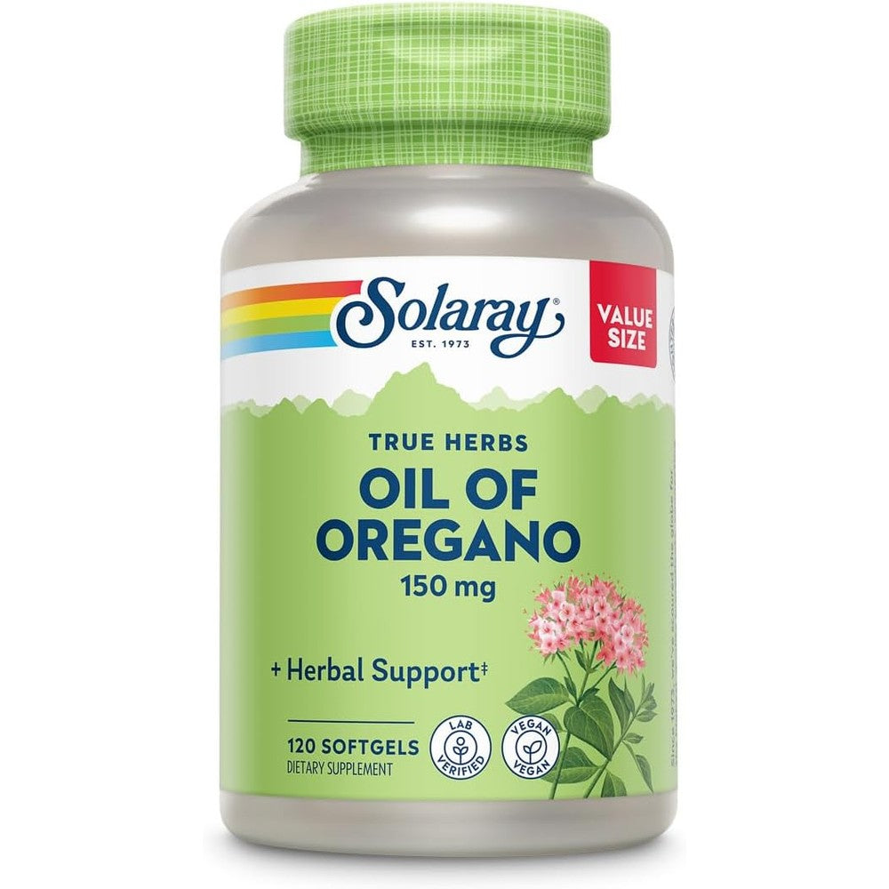 Solaray Oil of Oregano 150 mg 120 softgels pack front view bottle
