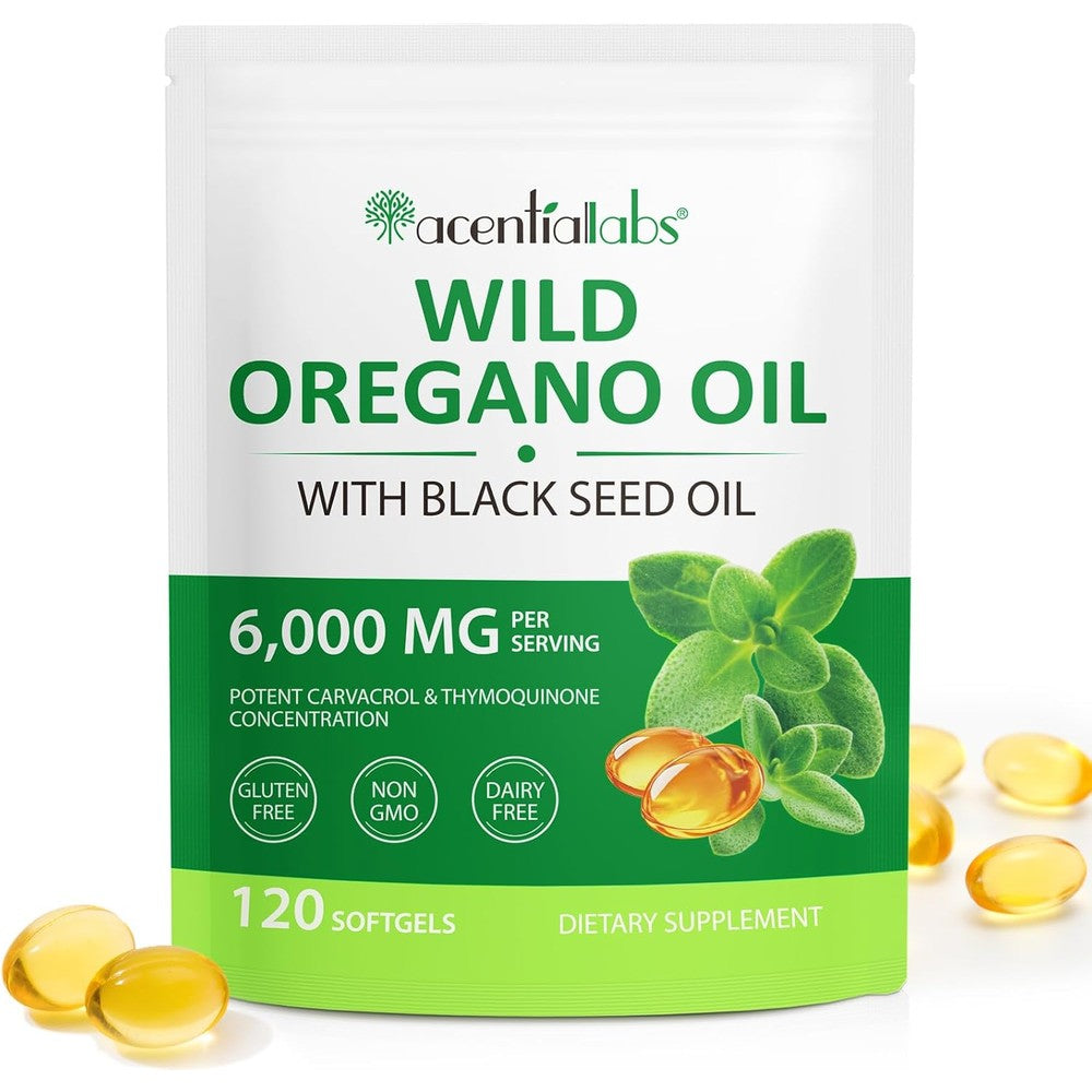 NIFEISHI Oil of Oregano and Black Seed Oil 120 Softgels front packaging view showing immune support benefits
