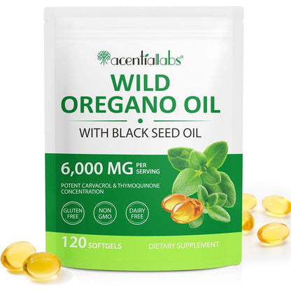 NIFEISHI Oil of Oregano and Black Seed Oil 120 Softgels front packaging view showing immune support benefits