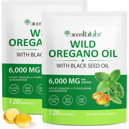 Acentia Labs Maaoun Oil of Oregano and Black Seed Oil Capsules two pack front packaging view