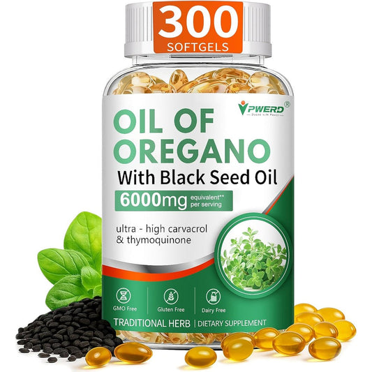 Nature's Live PWERD wild oregano oil capsules front bottle view for immune system support