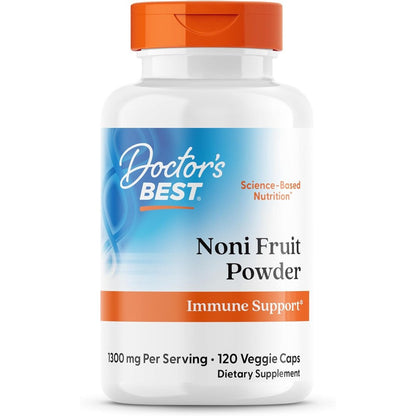 Doctor's Best Noni Fruit Powder 1300mg front bottle label showing immune support benefits