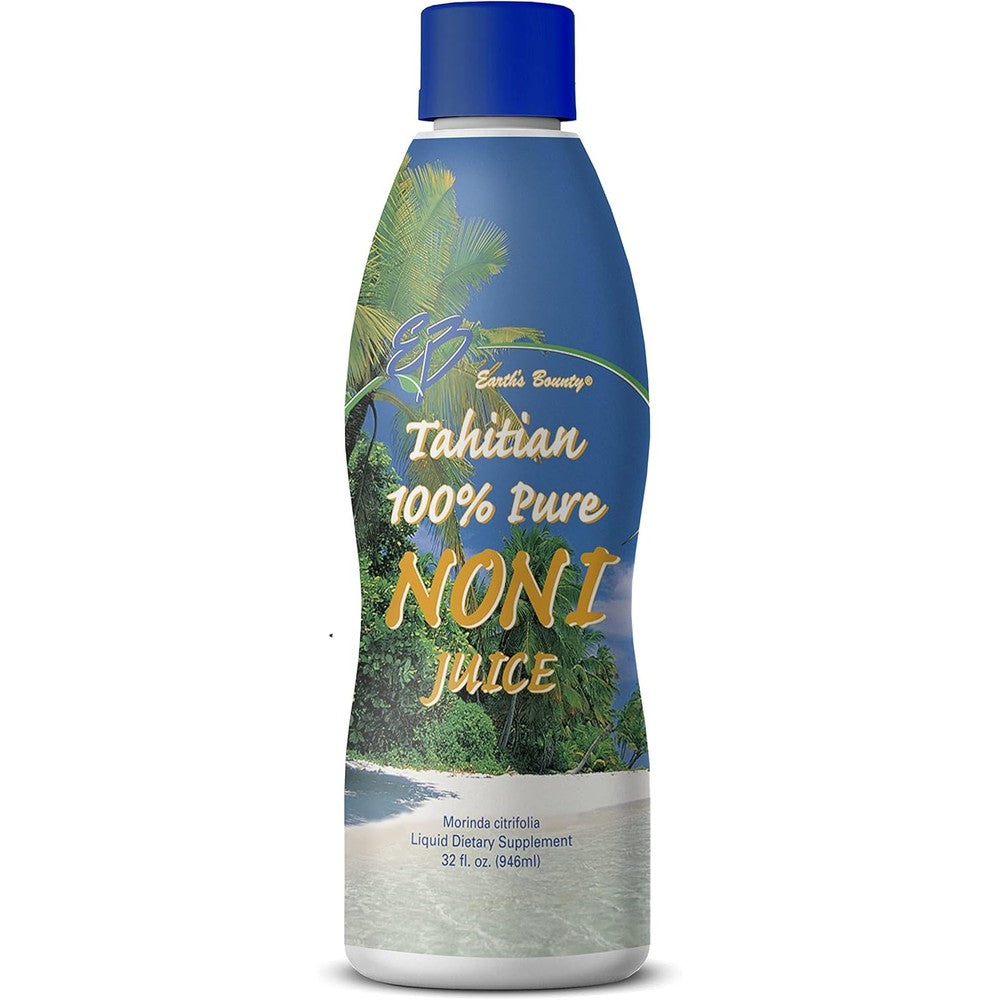 Earth's Bounty Tahitian Pure Noni Juice 32 Fluid Ounce front view bottle for natural immune support
