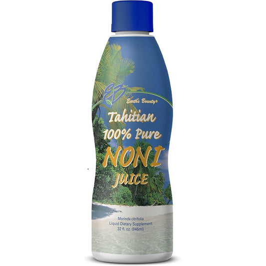 Earth's Bounty Tahitian Pure Noni Juice 32 Fluid Ounce front view bottle for natural immune support