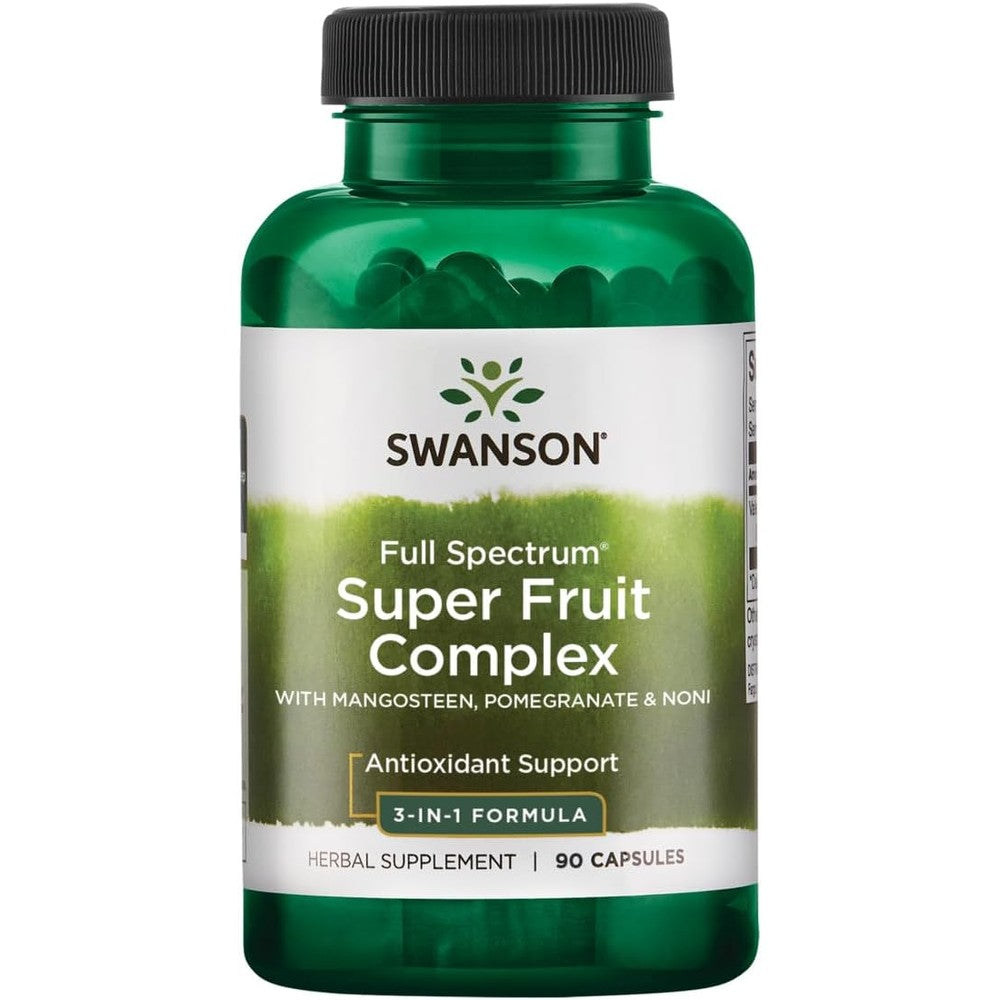 Swanson Mangosteen Pomegranate and Noni Complex 90 capsules front view for premium antioxidant support