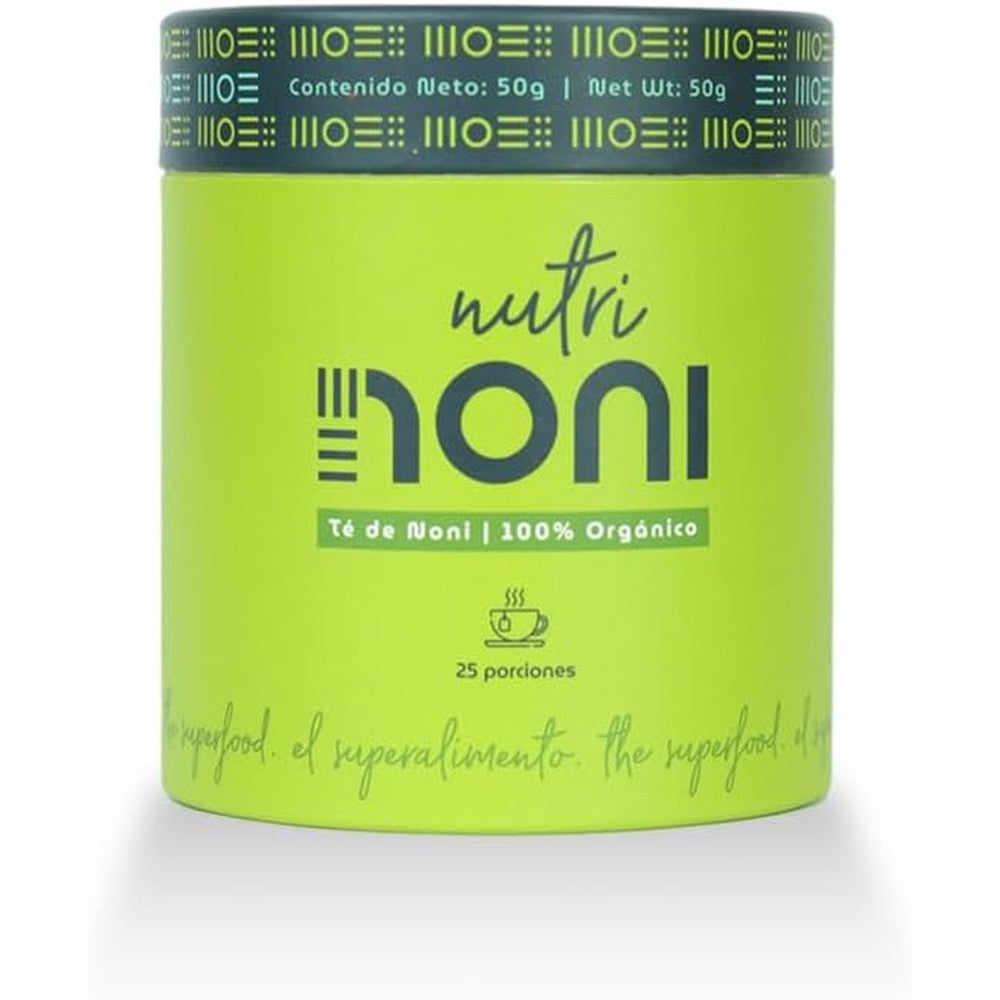 Nutri Noni Organic Noni Tea front view package showcasing USA imported wellness supplements