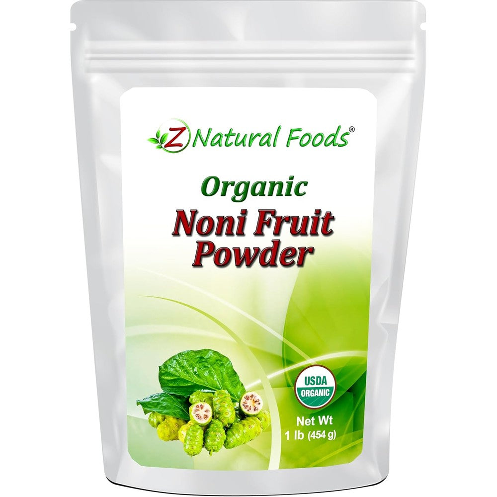 Z Natural Foods Organic Noni Fruit Powder 1 Pound front packaging view