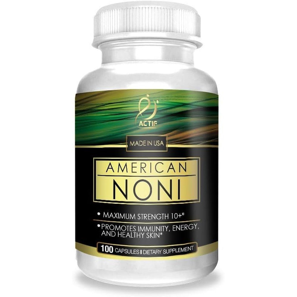 Actif Organic Noni Maximum Strength 100 Capsules front bottle view for immune support