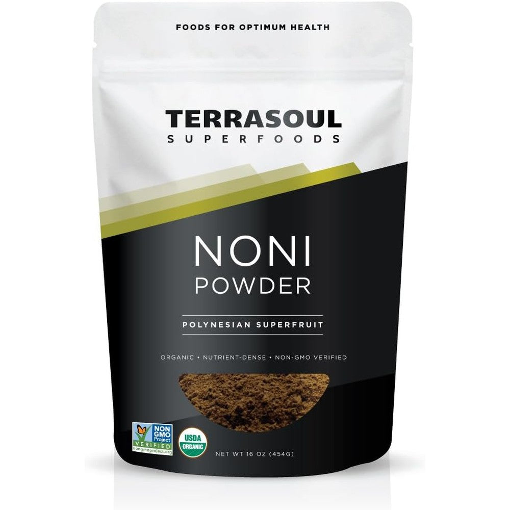Terrasoul Superfoods Organic Noni Fruit Powder 16 ounce pouch front view organic superfood supplement