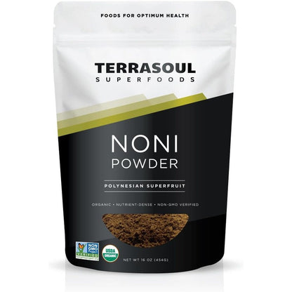 Terrasoul Superfoods Organic Noni Fruit Powder 16 ounce pouch front view organic superfood supplement
