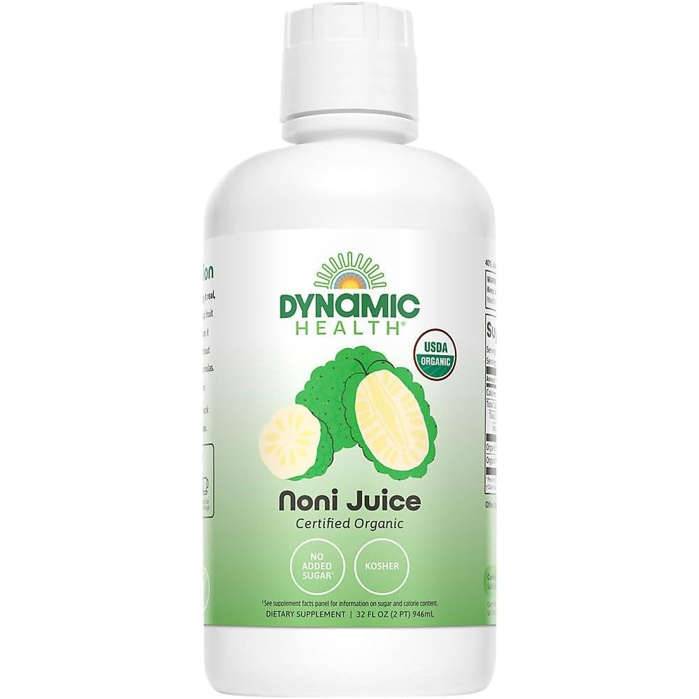 Dynamic Health Certified Organic Noni Juice Concentrate 32 fluid ounce front bottle view