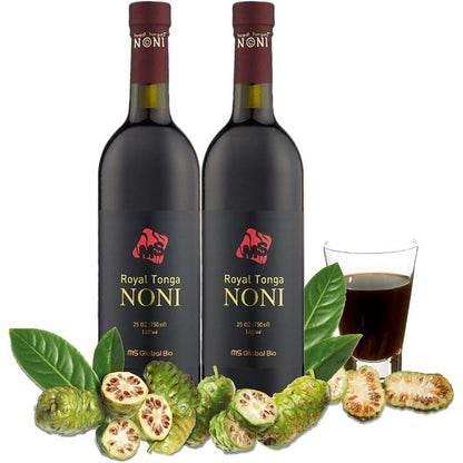 MS Global Bio Royal Tonga Noni juice front view of two bottle case pack for natural immunity support