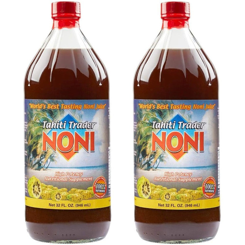 Tahiti Trader Original High Potency Noni Juice front view of twin pack bottles