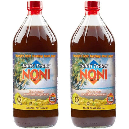 Tahiti Trader Original High Potency Noni Juice front view of twin pack bottles