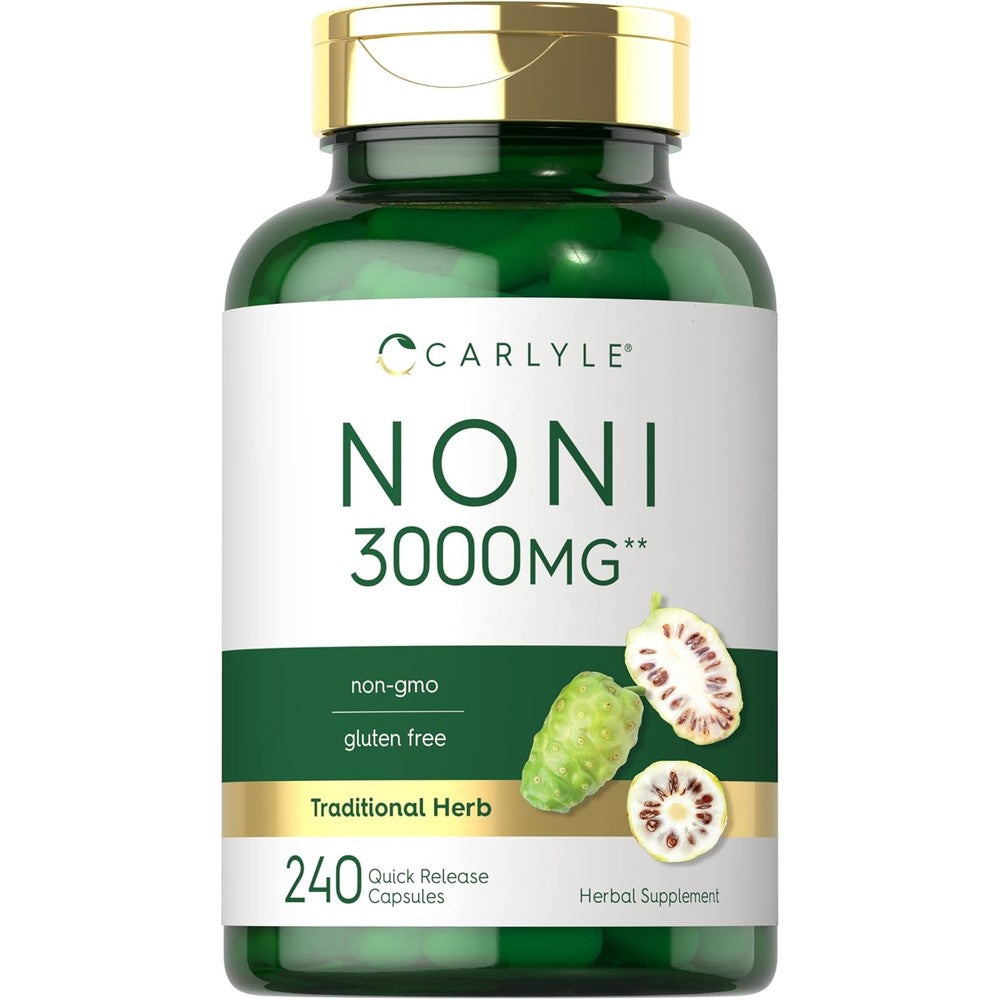 Carlyle Noni Fruit Supplement 3000mg 240 capsules front bottle view for immune system health