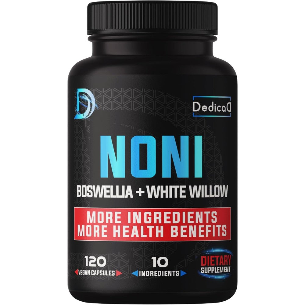 Dedicad 20:1 Noni Capsules 17700mg front view of the premium herbal supplement bottle for immune support.