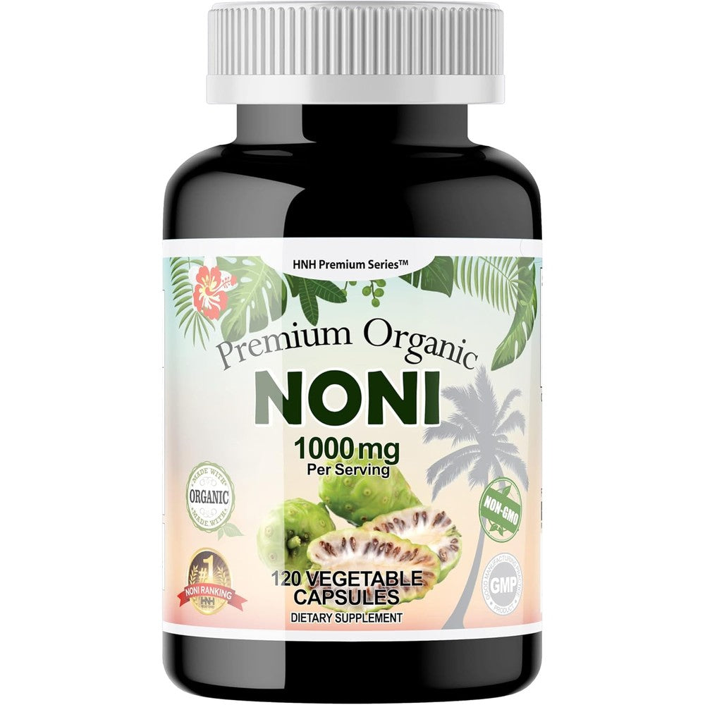 Dr.K&C Premium Organic Noni 1000mg bottle front view showcasing authentic USA imported packaging for immune support