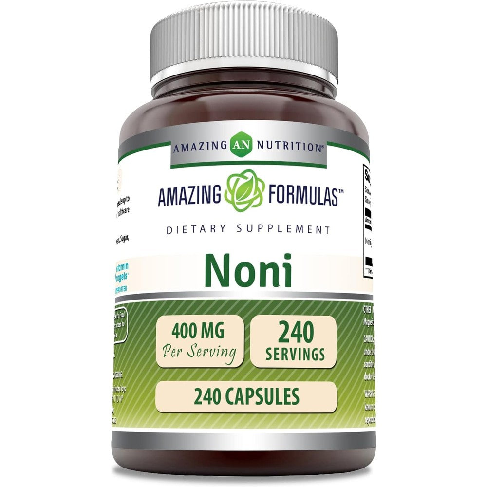 Amazing Nutrition Amazing Formulas Noni 400mg 240 capsules front bottle view authentic USA imported immune supplement