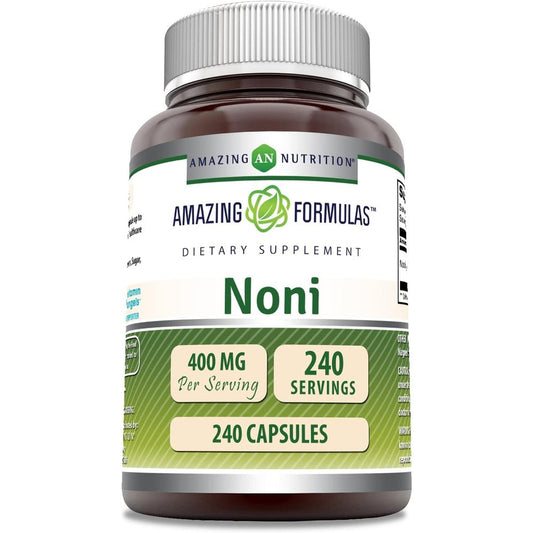 Amazing Nutrition Amazing Formulas Noni 400mg 240 capsules front bottle view authentic USA imported immune supplement