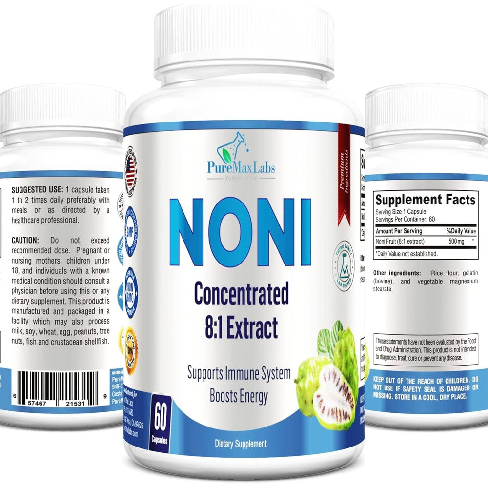 YUMMYVITE Noni Fruit Extract 60 capsules front view bottle for immune support