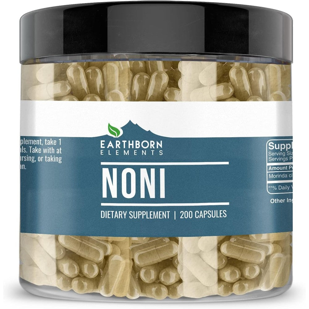 Earthborn Elements Noni Dietary Supplement 200 Capsules front bottle view for immune health