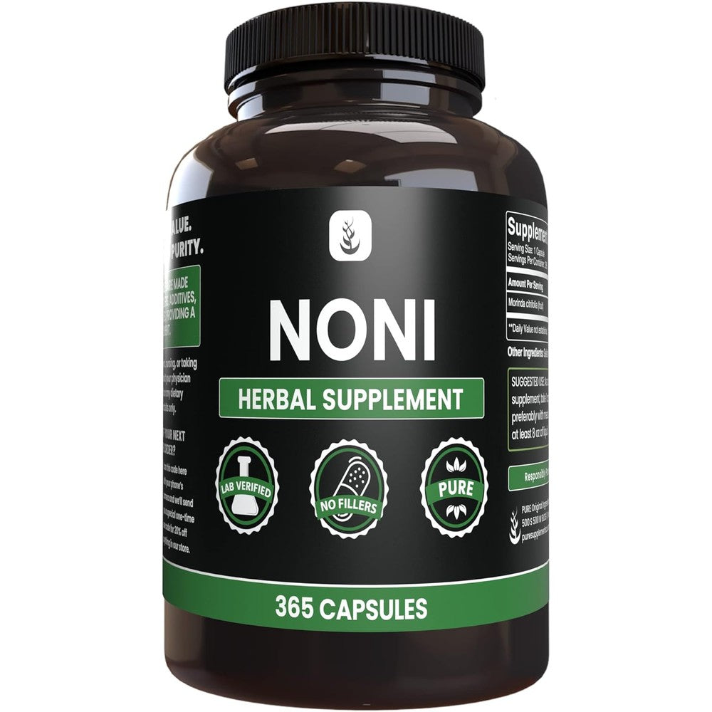 Pure Original Ingredients Noni 365 Capsules bottle front view authentic herbal supplement