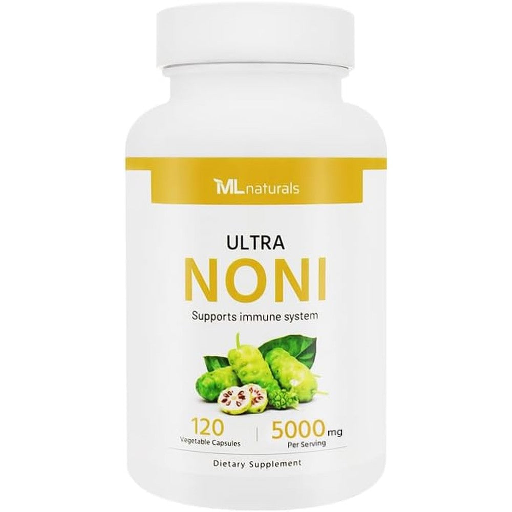 ML Naturals Ultra Noni 5000mg 120 vegetable capsules front view showing premium packaging