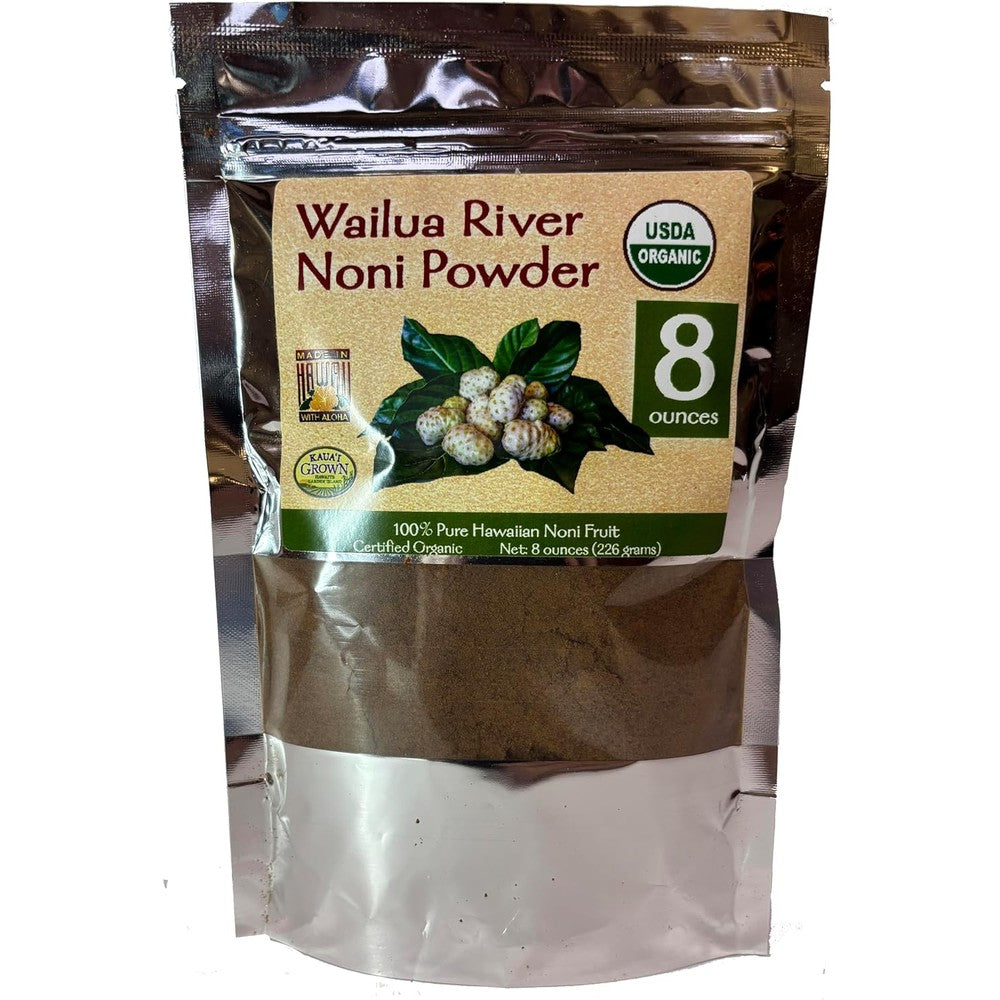 Wailua River Organic Noni Powder front view of 8 ounce resealable bag