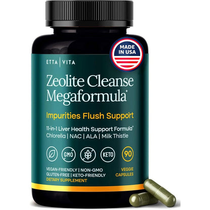 Etta Vita Liver Cleanse Zeolite Supplement front view premium heavy metal detox