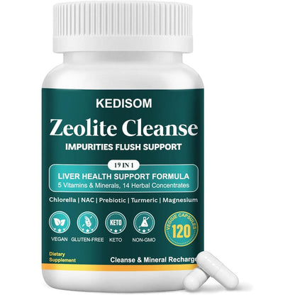 KEDISOM 19 in 1 liver cleanse detox front view showing premium dietary supplement bottle