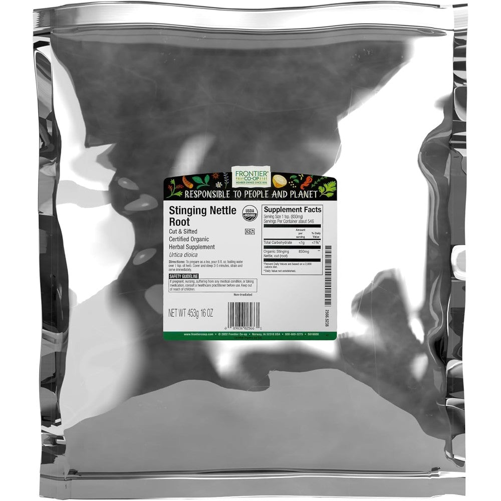 Frontier Co-op Organic Stinging Nettle Root 16 Ounce bag front view