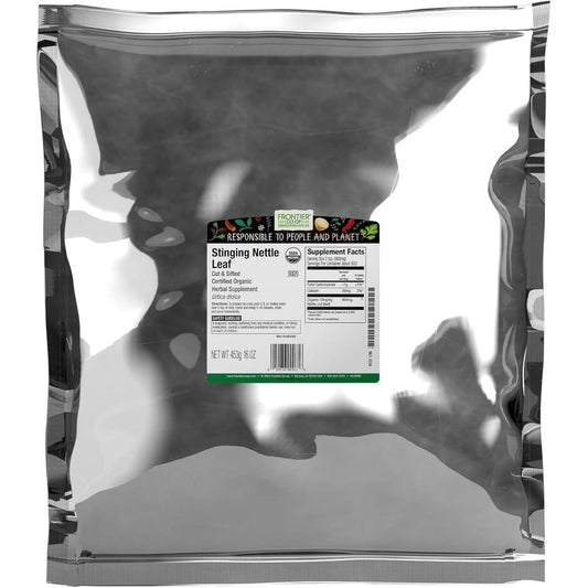 Frontier Co-op Organic Stinging Nettle Leaf 16 ounce bag front view
