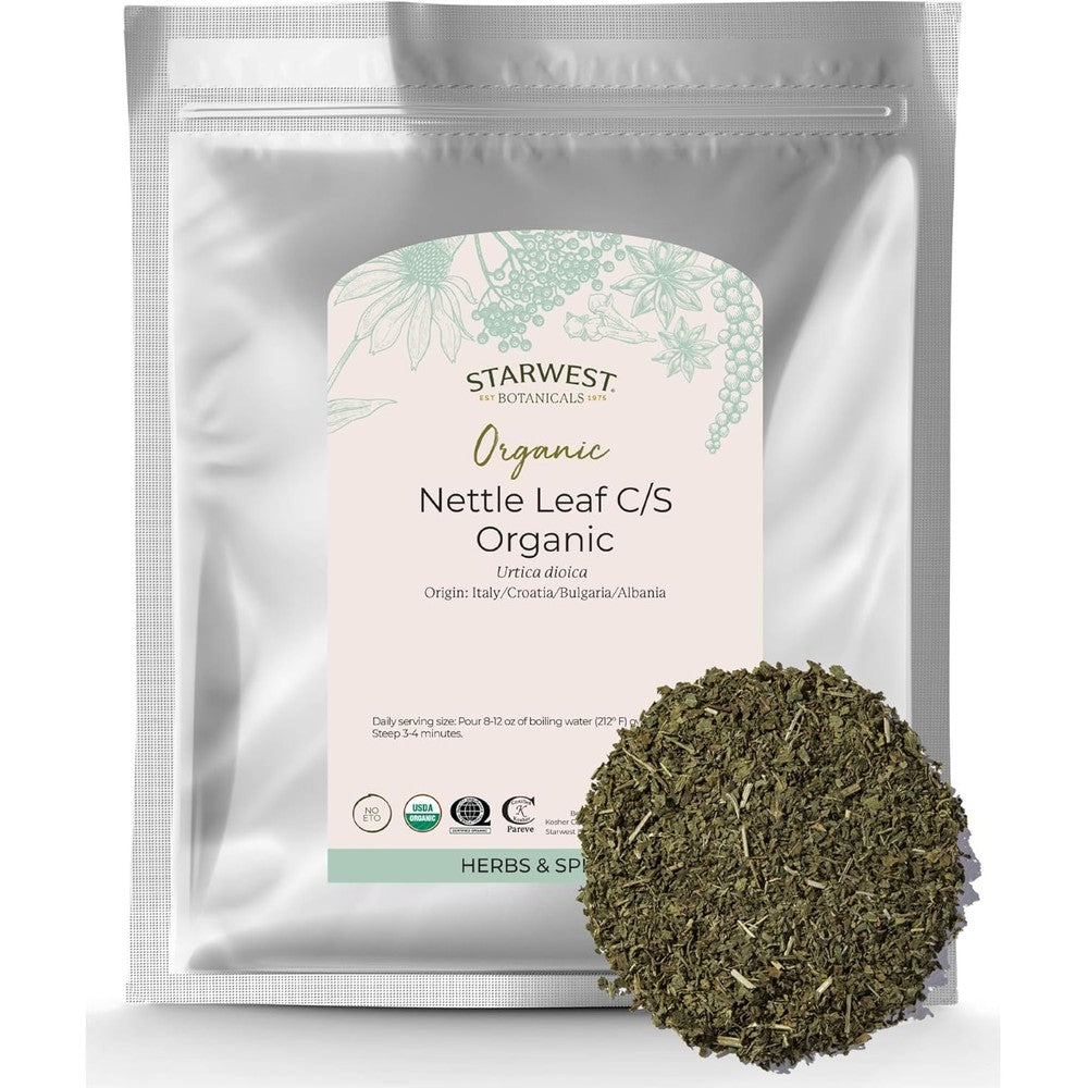 Starwest Botanicals Organic Nettle Leaf front view 1 pound pouch