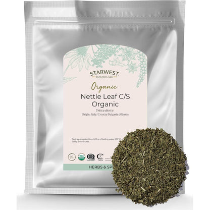 Starwest Botanicals Organic Nettle Leaf front view 1 pound pouch