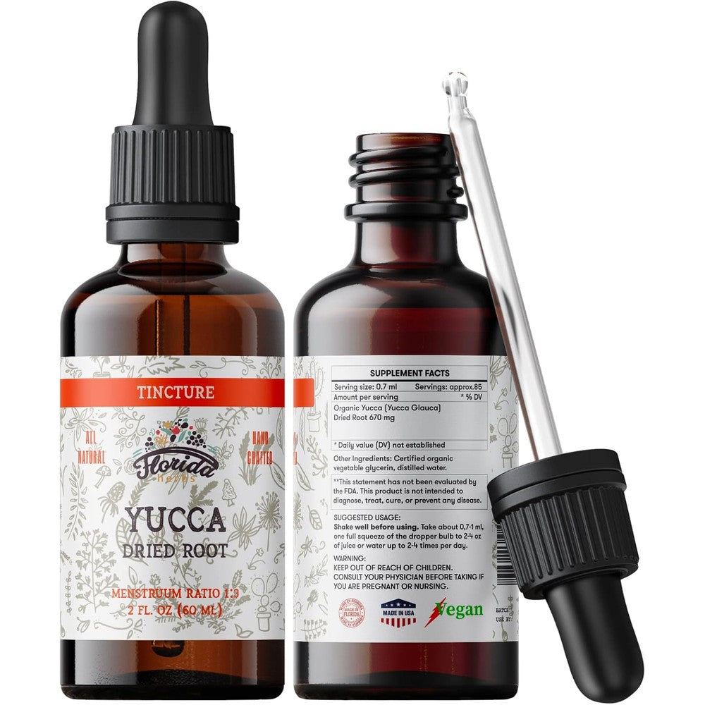 Florida Herbs Organic Yucca Root Tincture front view bottle