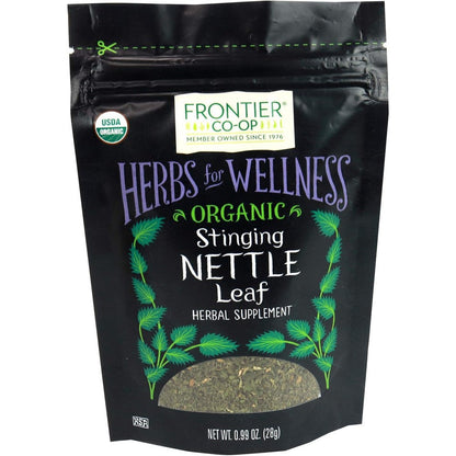 Frontier Co-op Organic Stinging Nettle Leaf front packaging view for authentic USA supplement online shopping.