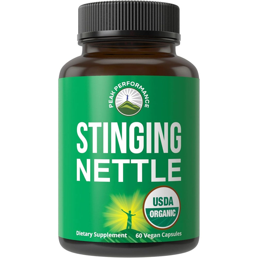 Peak Performance Organic Stinging Nettle Leaf Extract 60 vegan capsules front bottle view
