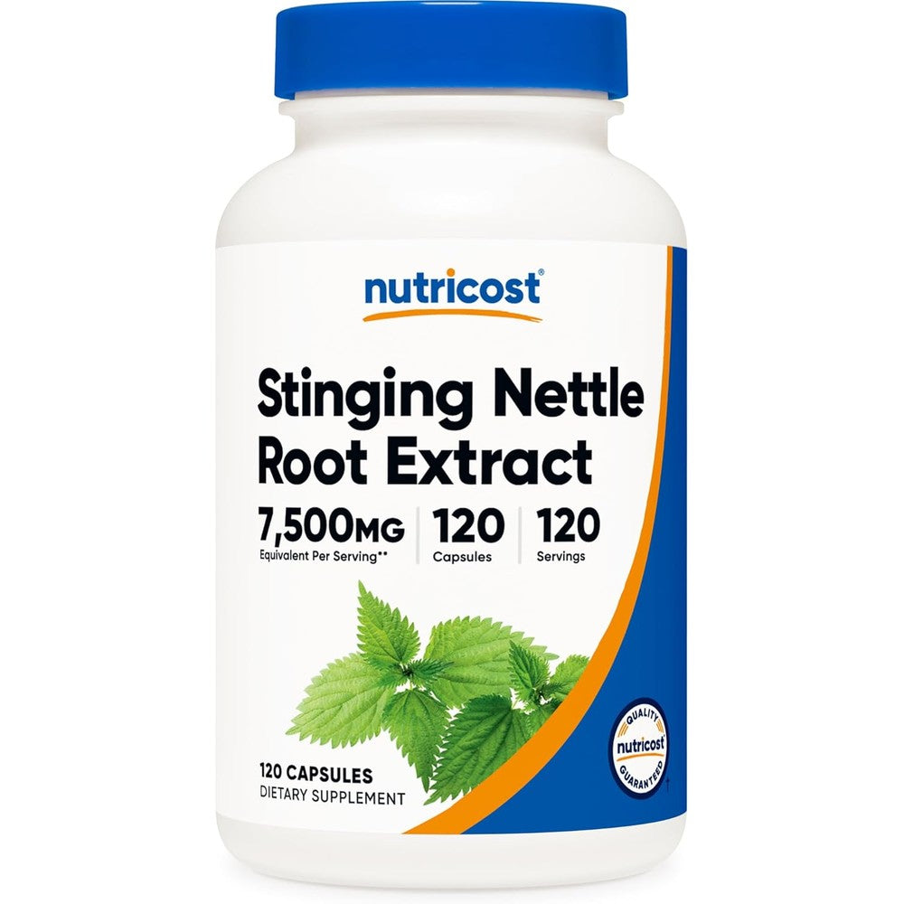 Nutricost Stinging Nettle Root Extract 7500mg bottle front view showing product specifications