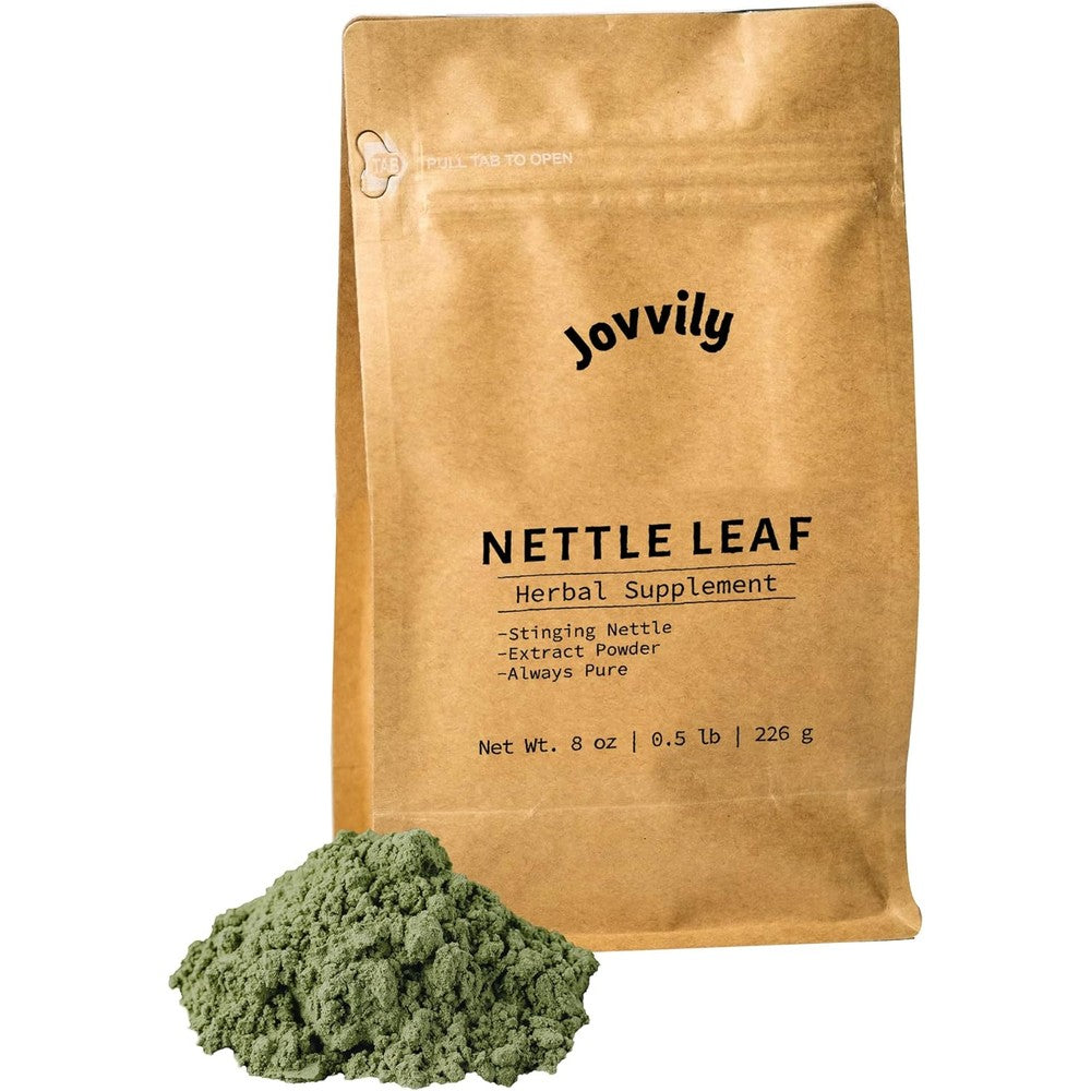 Jovvily Nettle Leaf Nutritional Powder front view of product packaging for pure herbal supplement