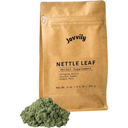 Jovvily Nettle Leaf Nutritional Powder front view of product packaging for pure herbal supplement