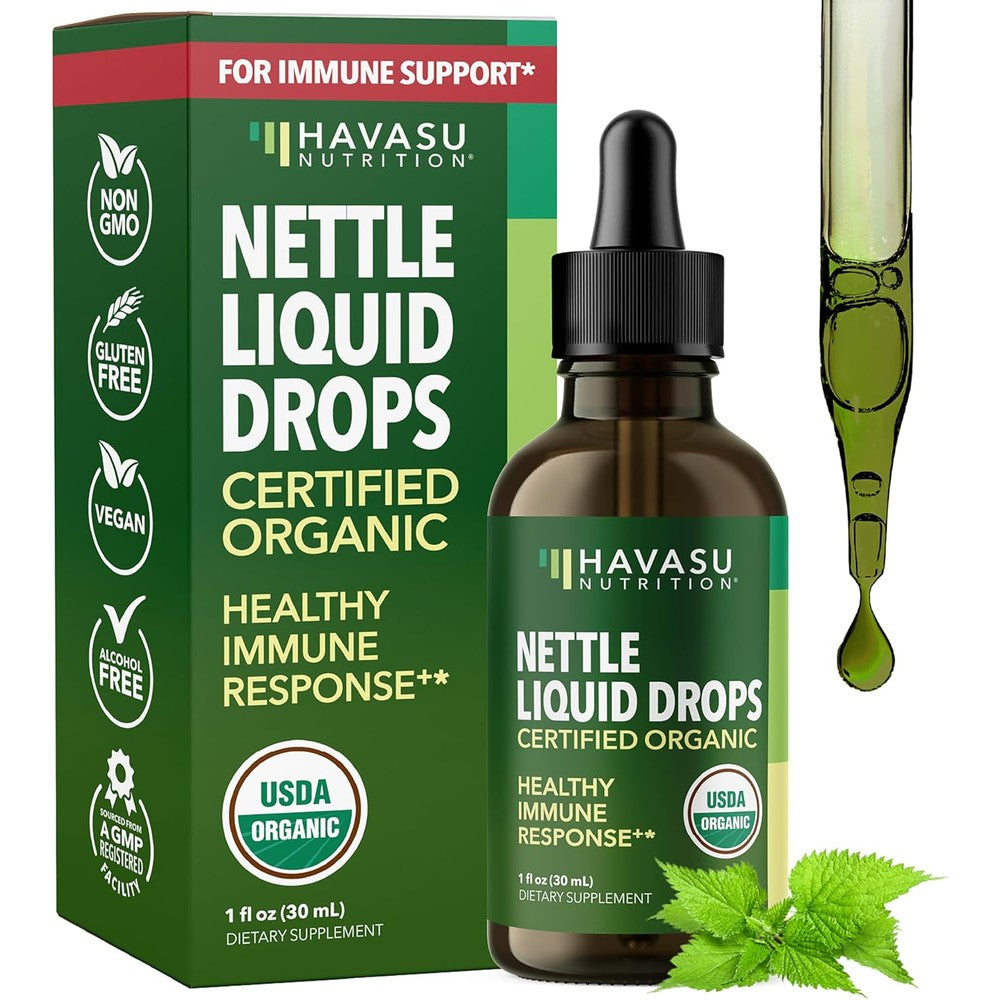 Havasu Nutrition Organic Stinging Nettle Leaf Extract Liquid Drops front view for immune support