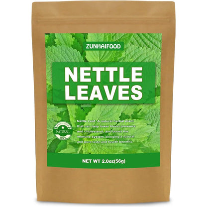 Zunhai Food Premium Whole Nettle Leaves pouch front view for natural herbal tea