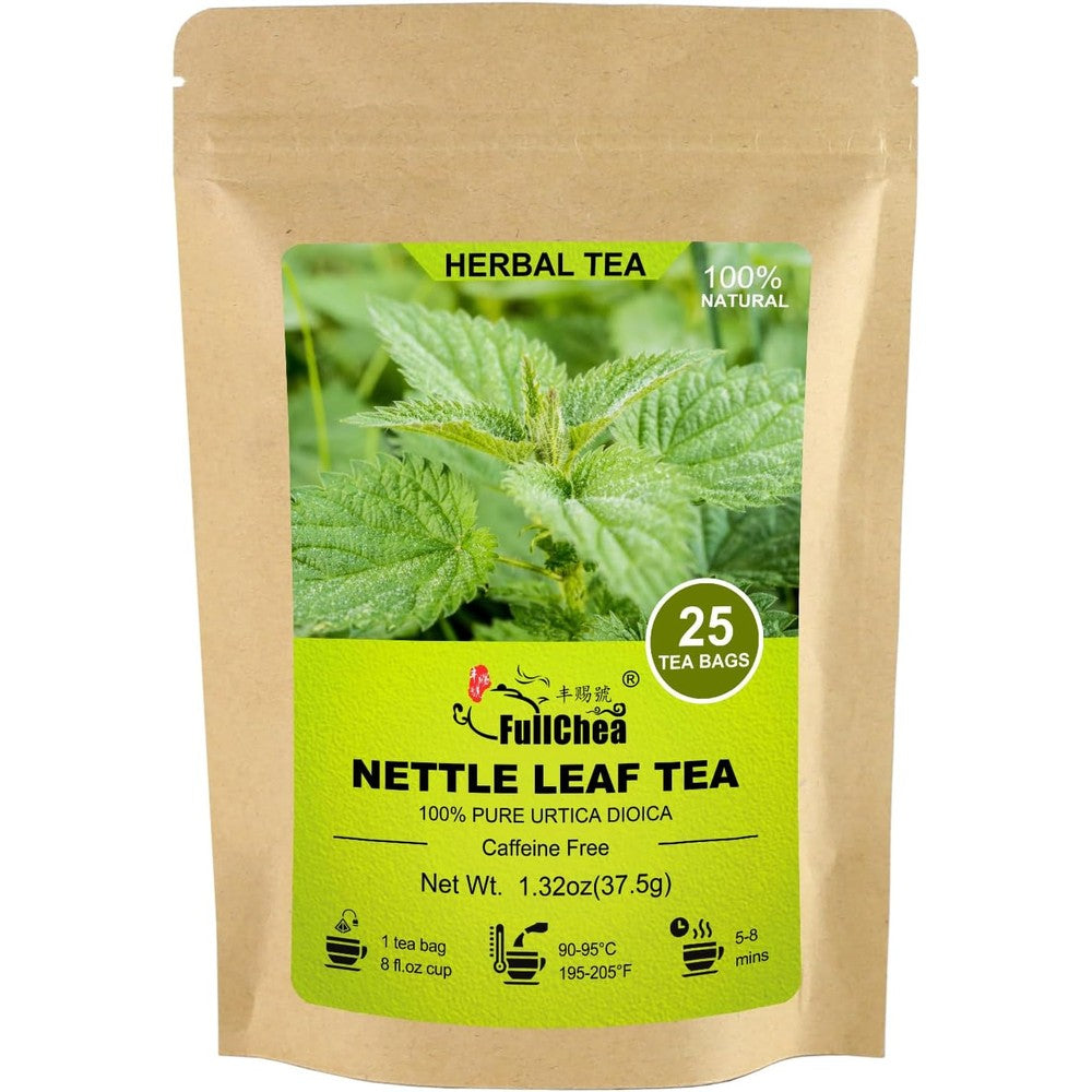 FullChea Nettle Leaf Tea Bags front view of the premium herbal pouch.