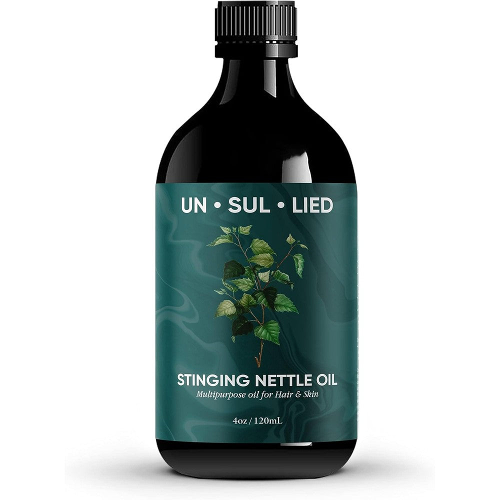 UNÂ·SULÂ·LIED Stinging Nettle Multipurpose Oil 4oz bottle front view for hair growth
